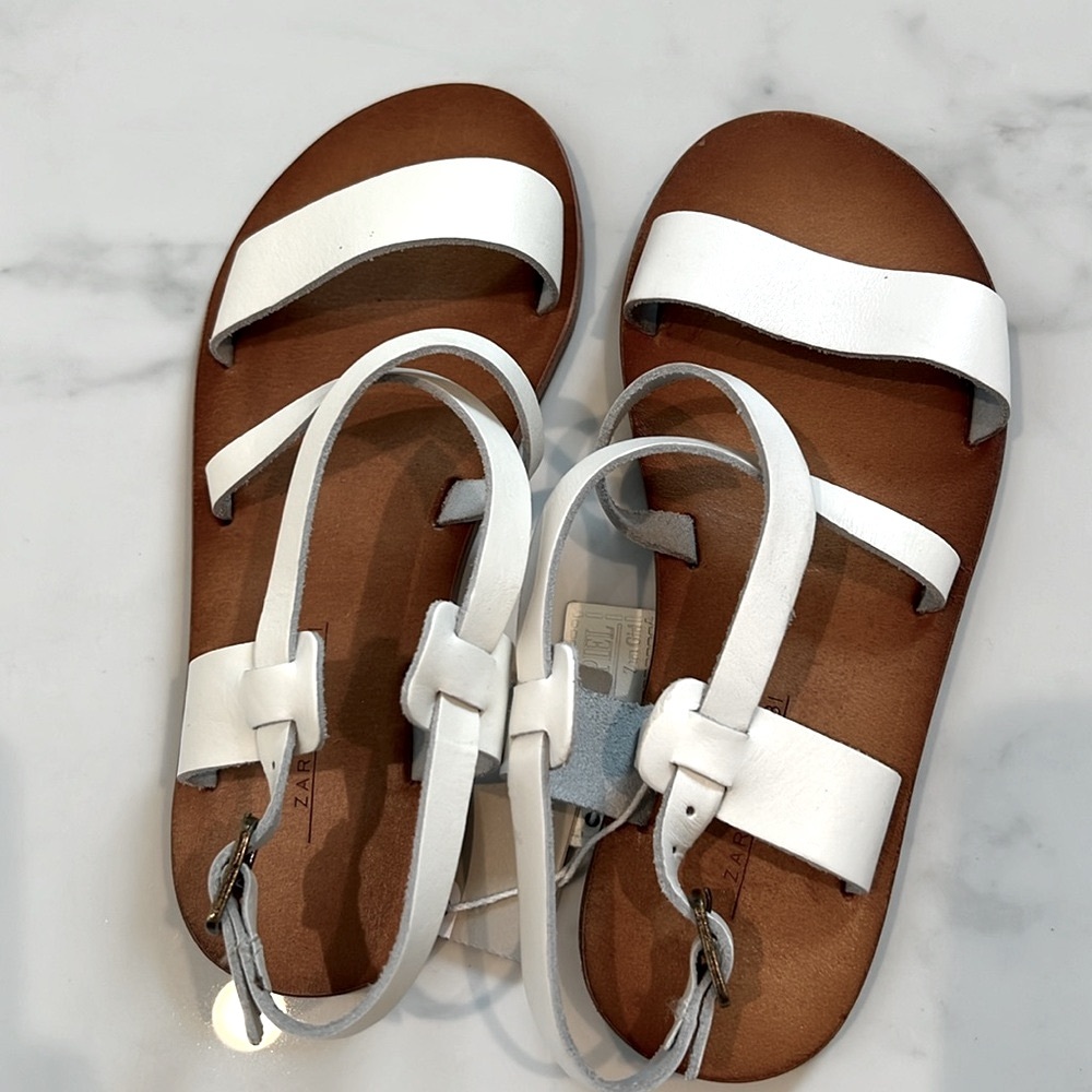 NWT Zara Girls Leather STRAP SANDALS sz 31 US 13